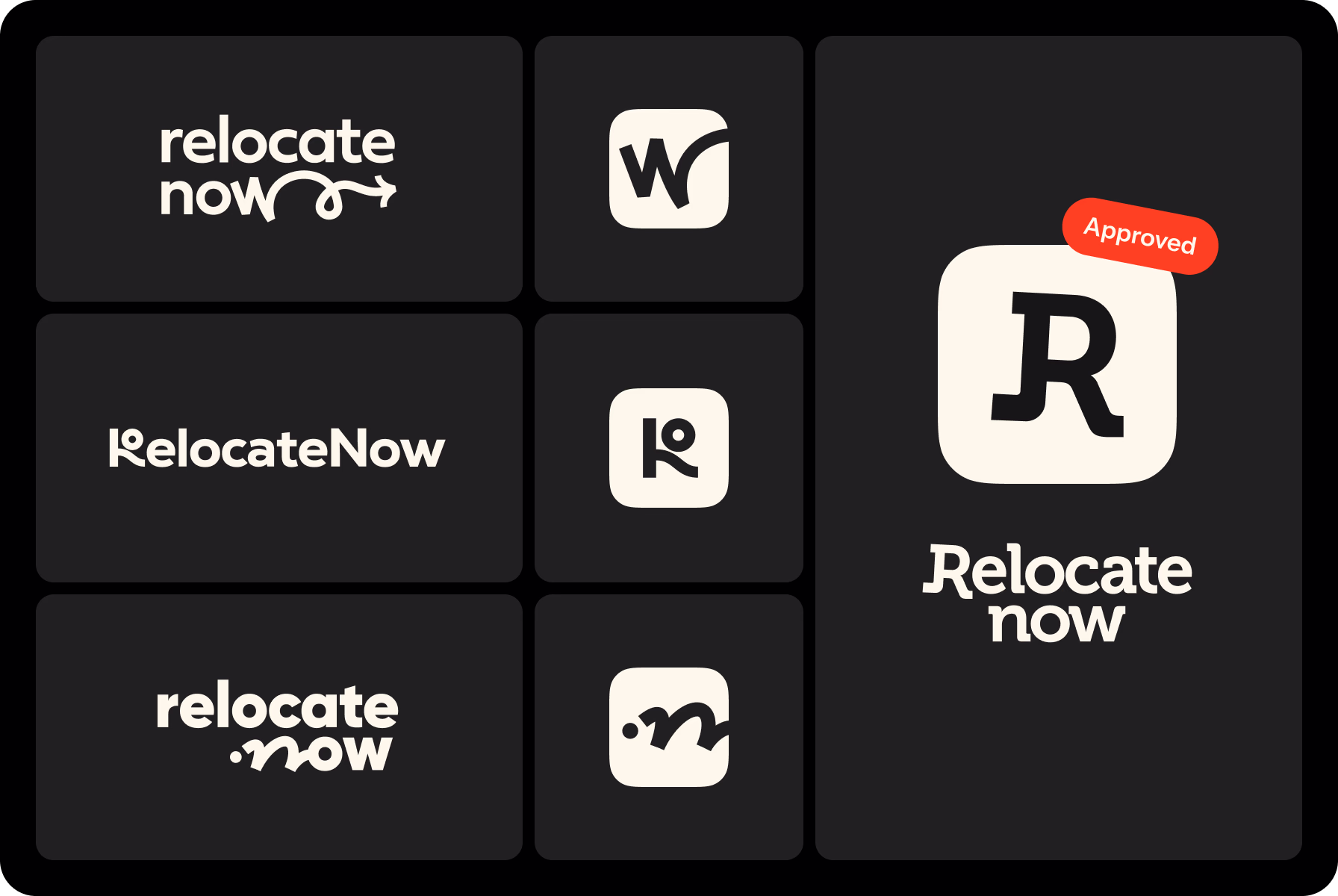 logotype design process with five different concepts