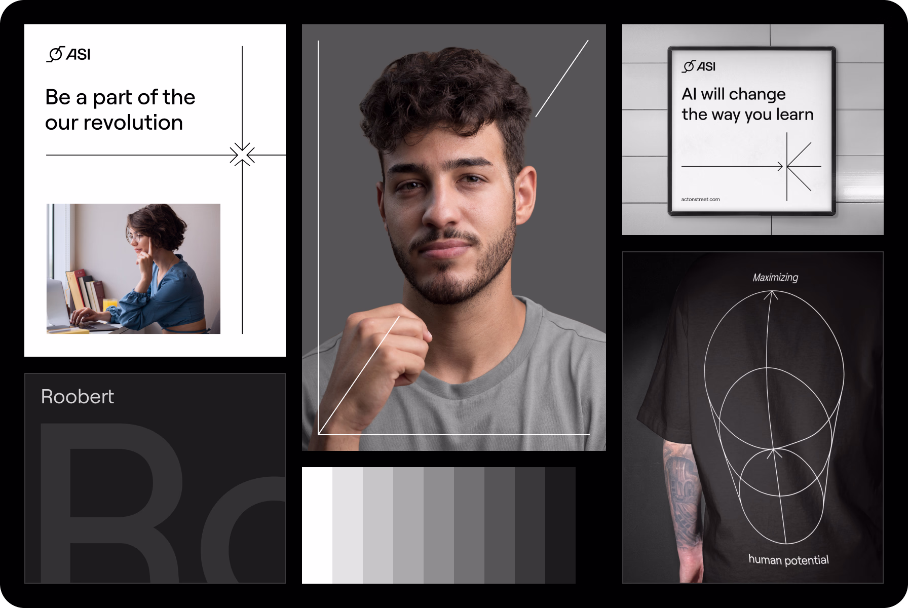 Halo Lab’s minimalist brand identity across different formats for ASI