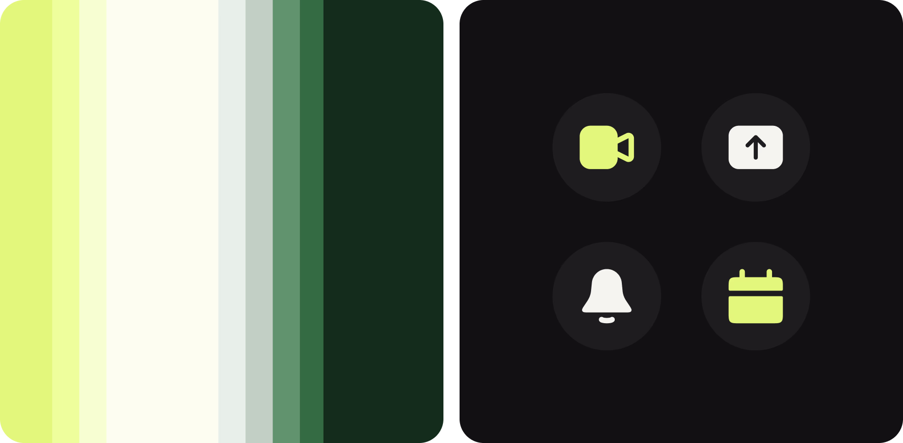 UI design with green color palette for dynamic functionality