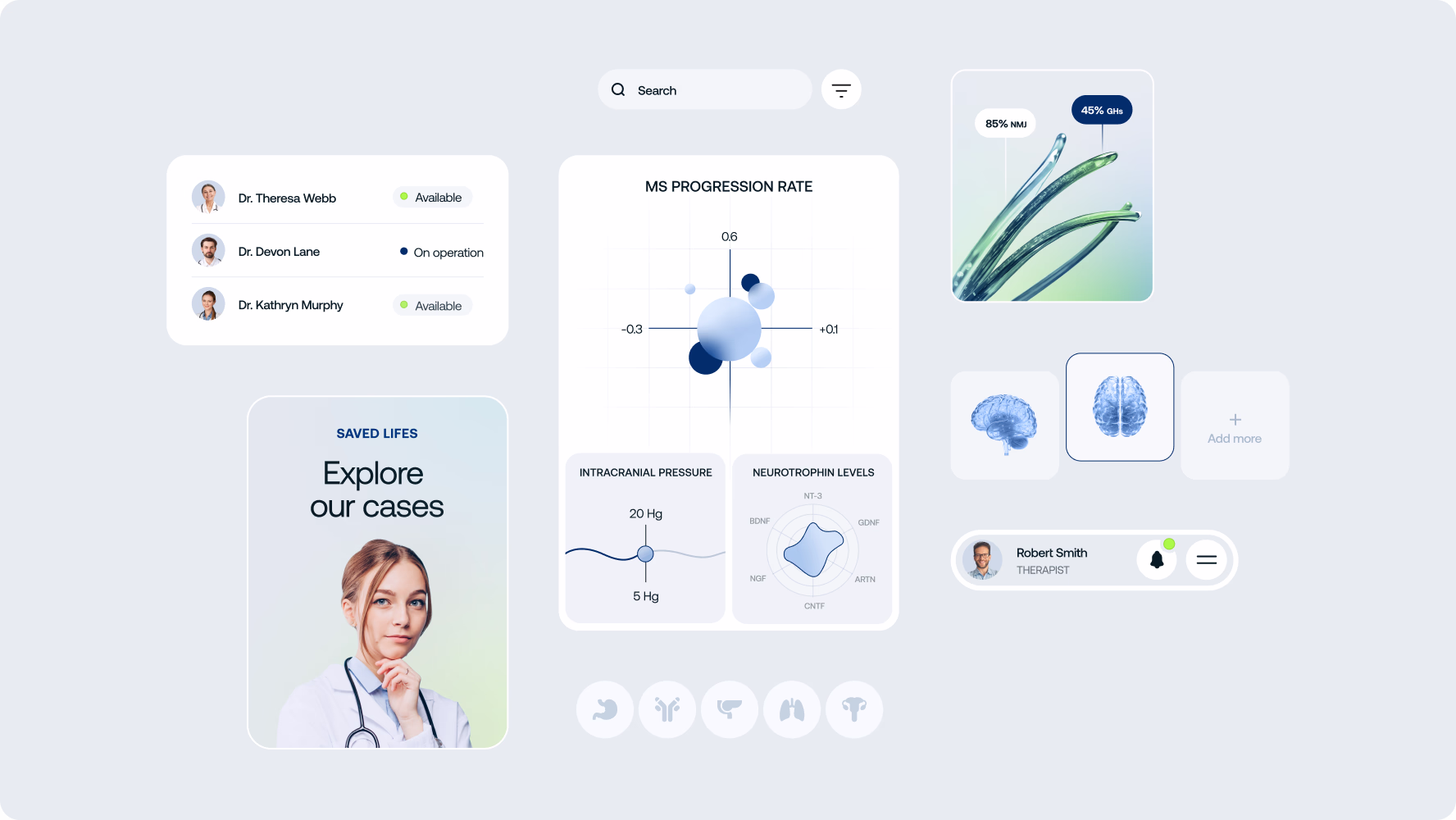 AI healthcare platform interface with case management tools