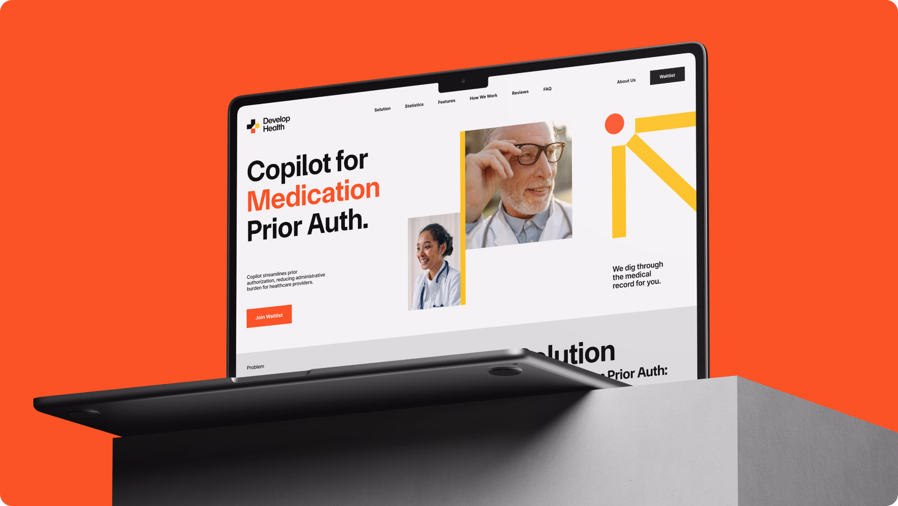 designed B2B healthcare platform website with structured content layout