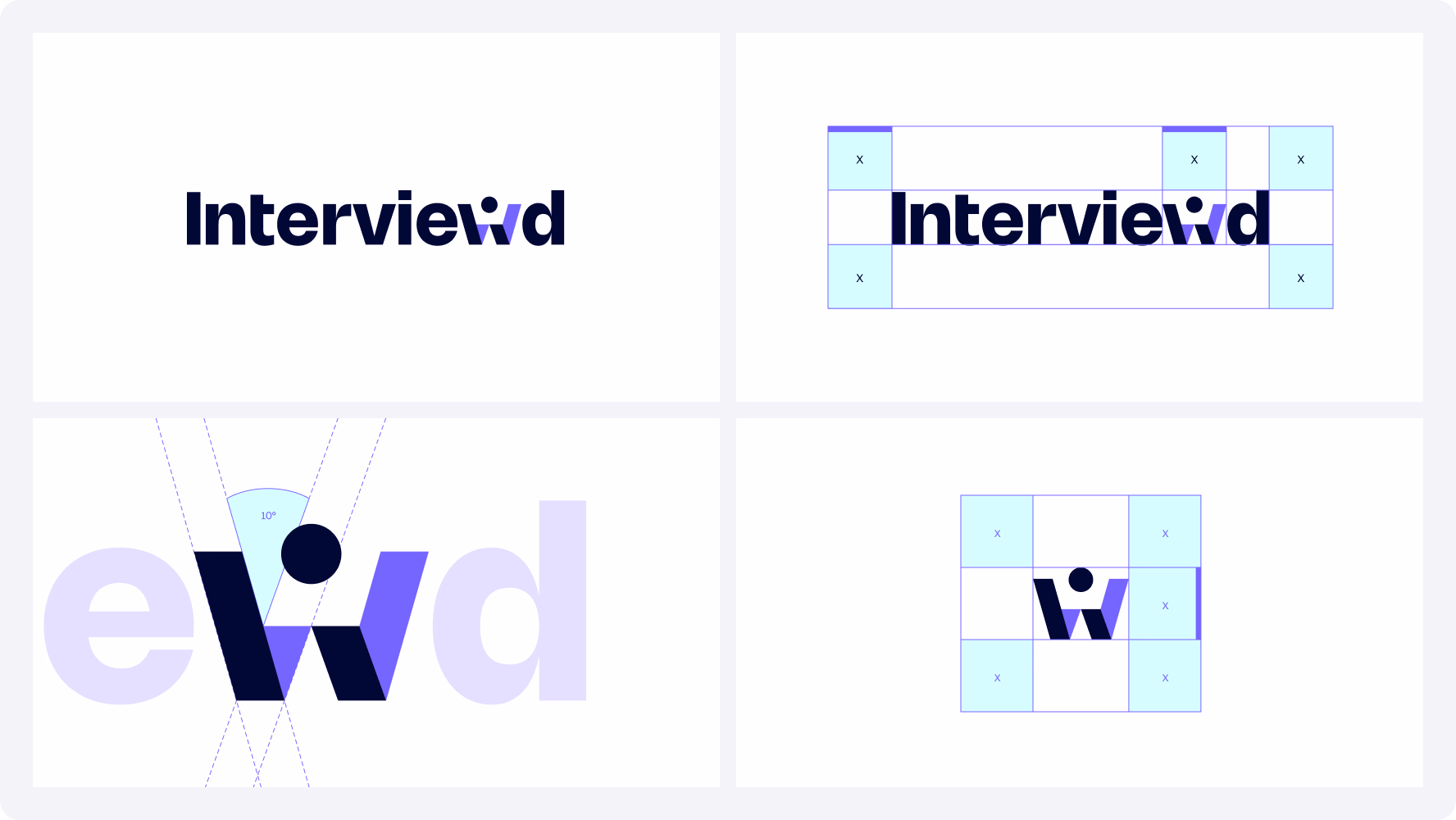 Interviewd logo and brand mark construction designed by Halo Lab