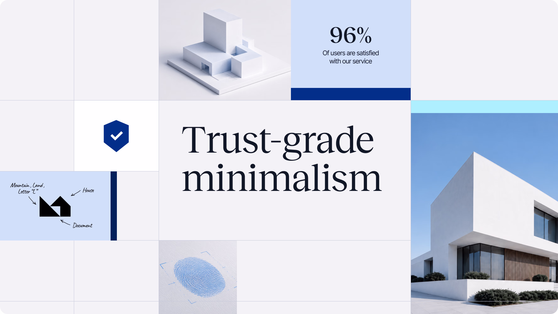 LandLock brand moodboard exploring trust-grade minimalism for real estate security