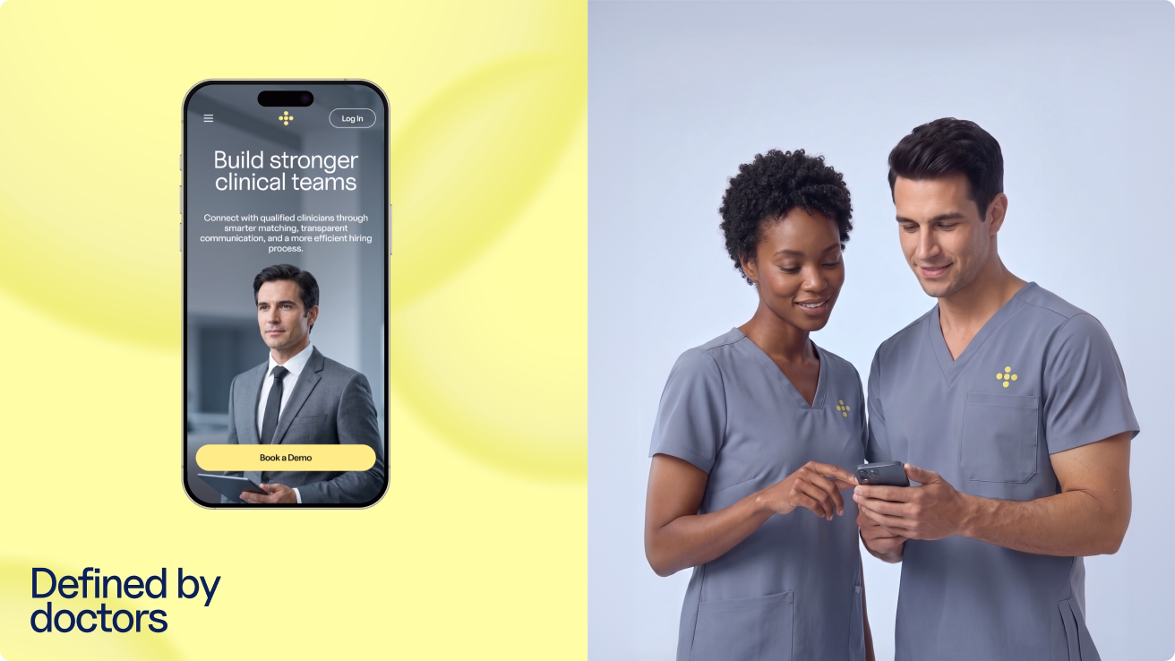 Defined by doctors mobile screens and clinicians for the hiring platform by Halo Lab