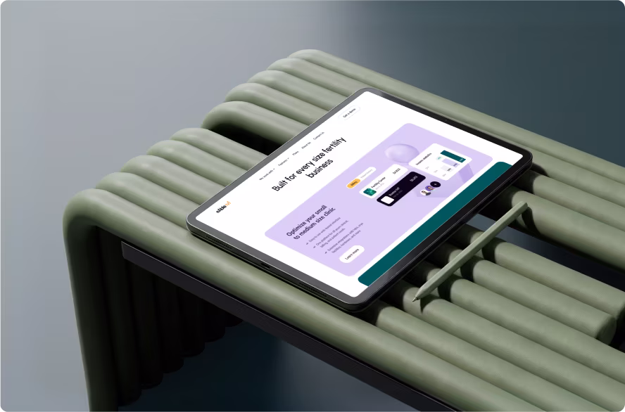 nAbleIVF website page shown on a tablet, designed by Halo Lab
