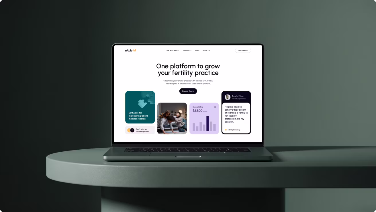 One platform to grow your fertility practice homepage on a laptop designed by Halo Lab
