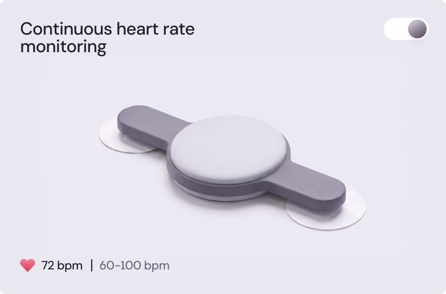Continuous heart rate monitoring screen of the Rytmo app designed by Halo Lab