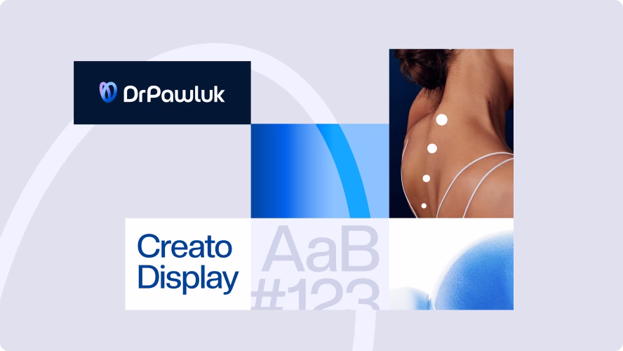 DrPawluk brand identity with logo, Creato Display typeface and blue color palette by Halo Lab