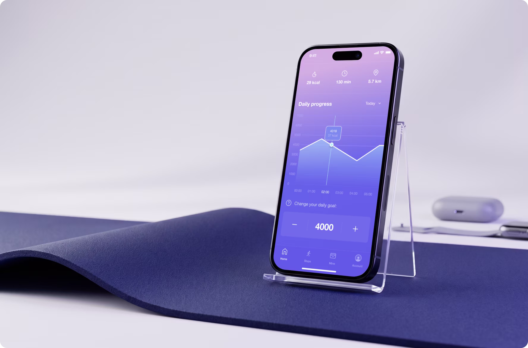 Daily step progress screen of the Vial app designed by Halo Lab