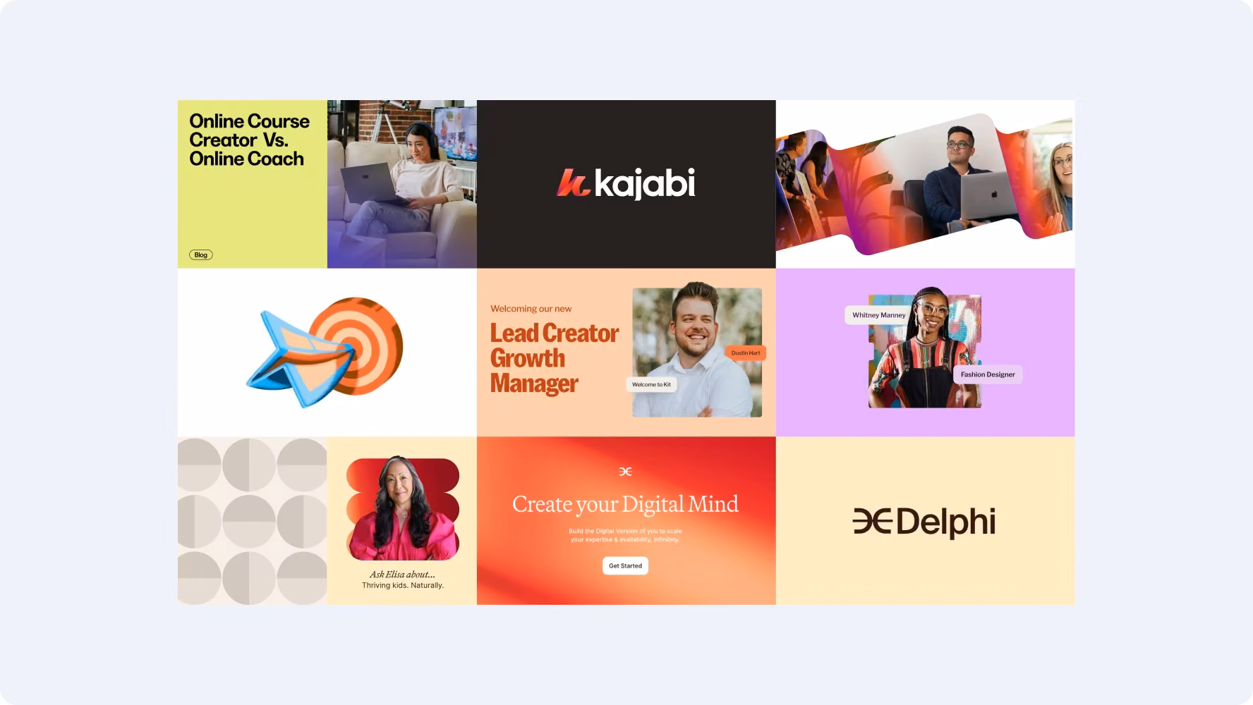 Competitor research moodboard with creator-economy platform references