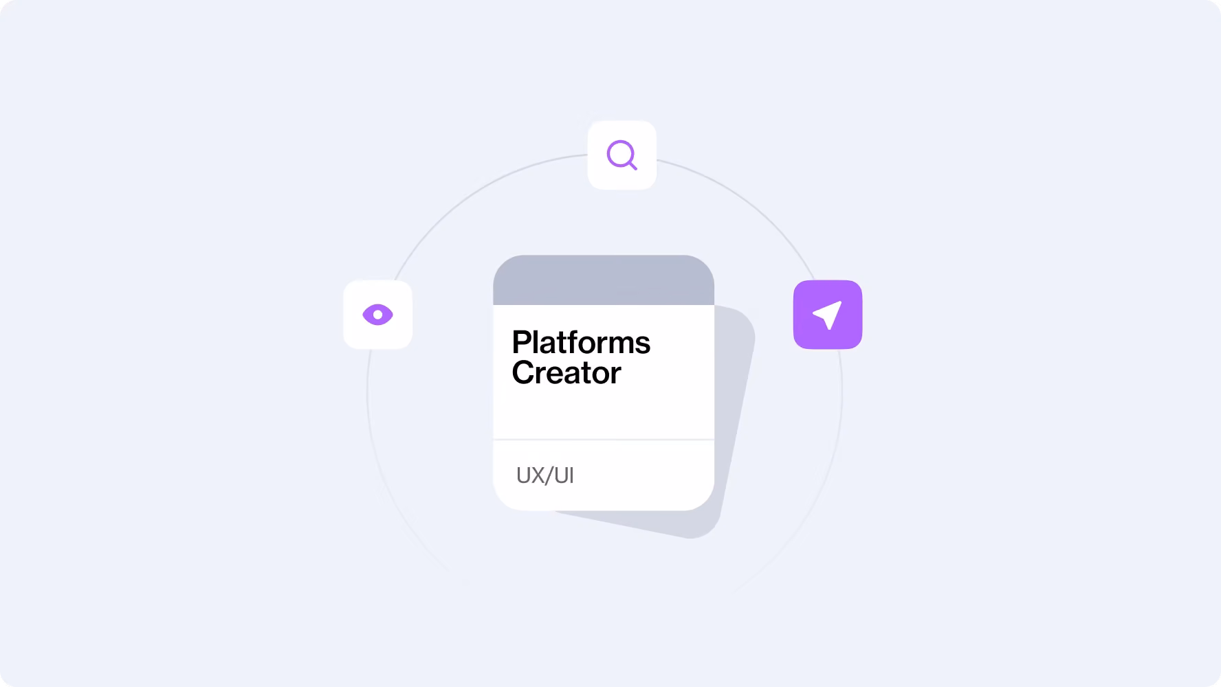 UX research concept showing creator platform cards and interface icons