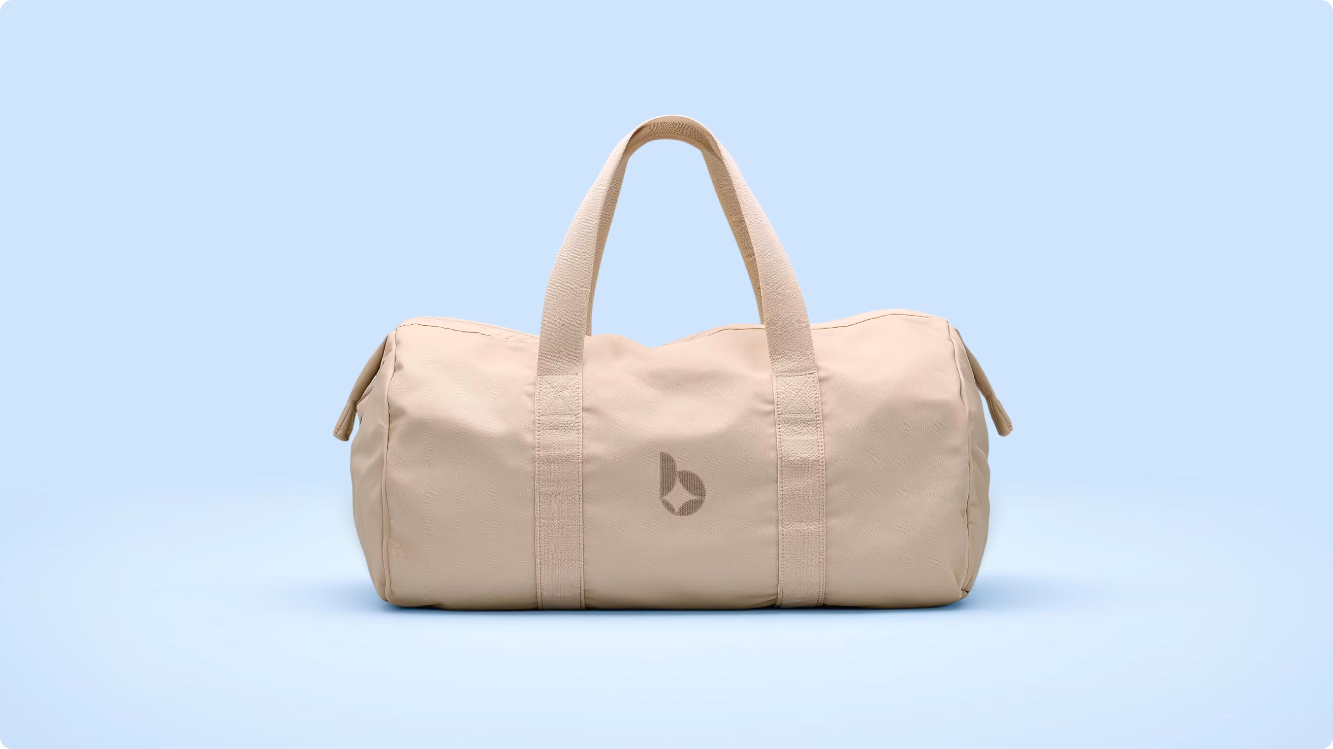 Branded sports duffel bag with the wellness brand logo mark by Halo Lab