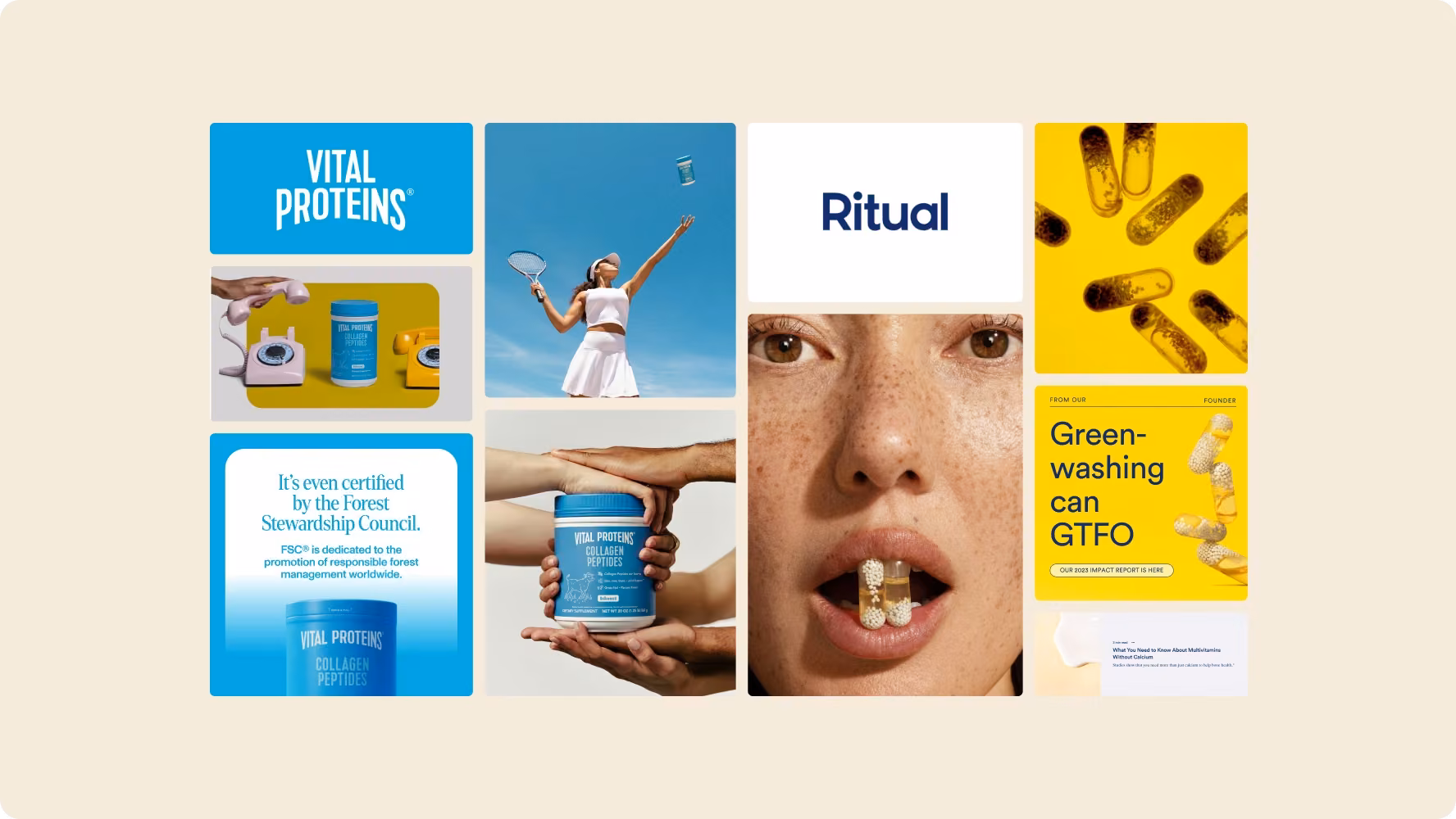 Competitor research moodboard for a supplement brand by Halo Lab