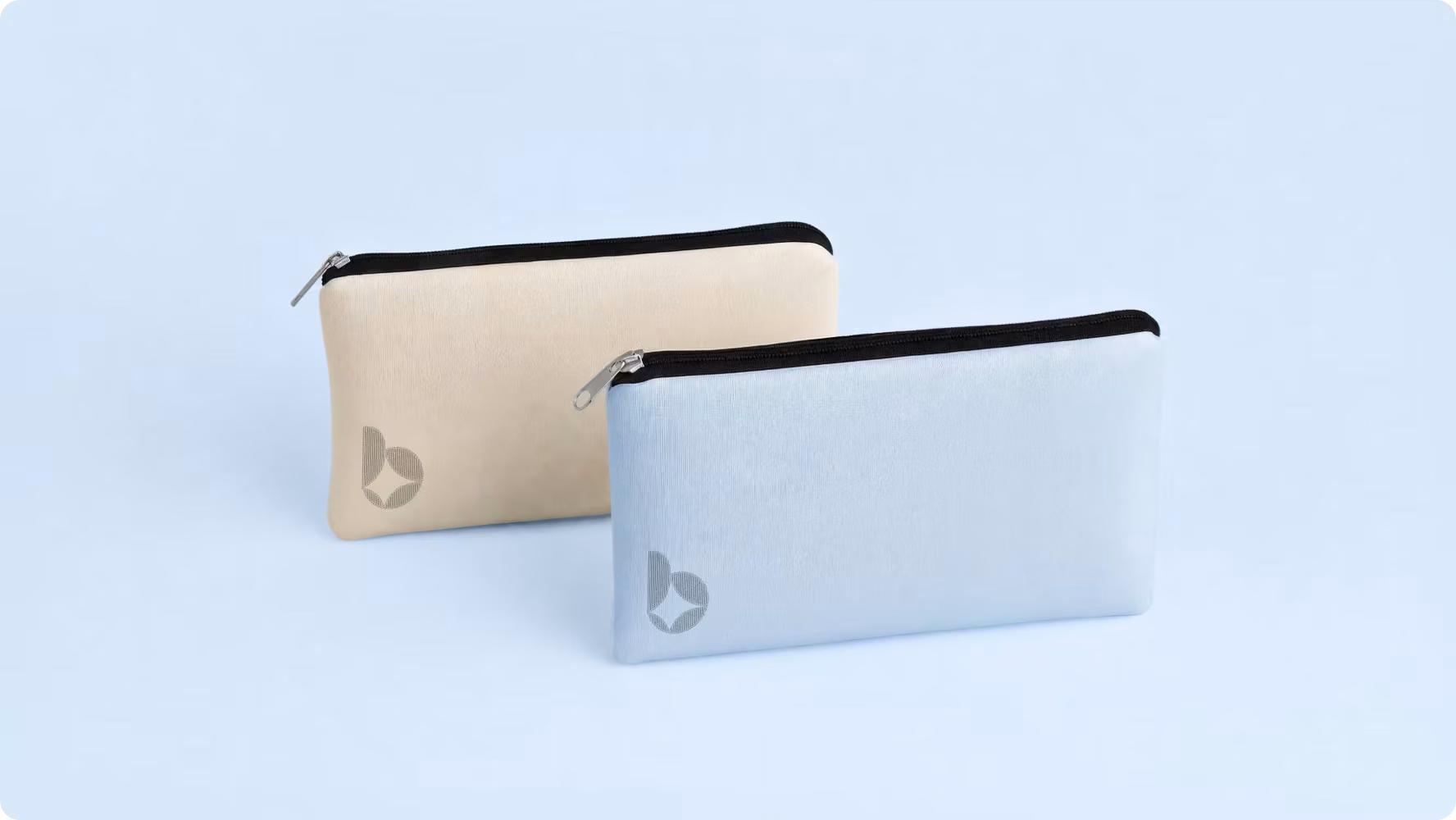 Branded zip pouches for a wellness brand designed by Halo Lab