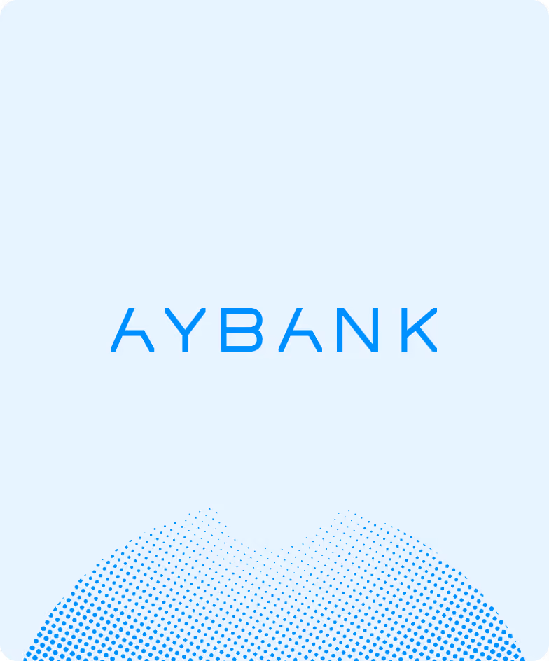 Aybank wordmark on a light blue background with a dot pattern by Halo Lab