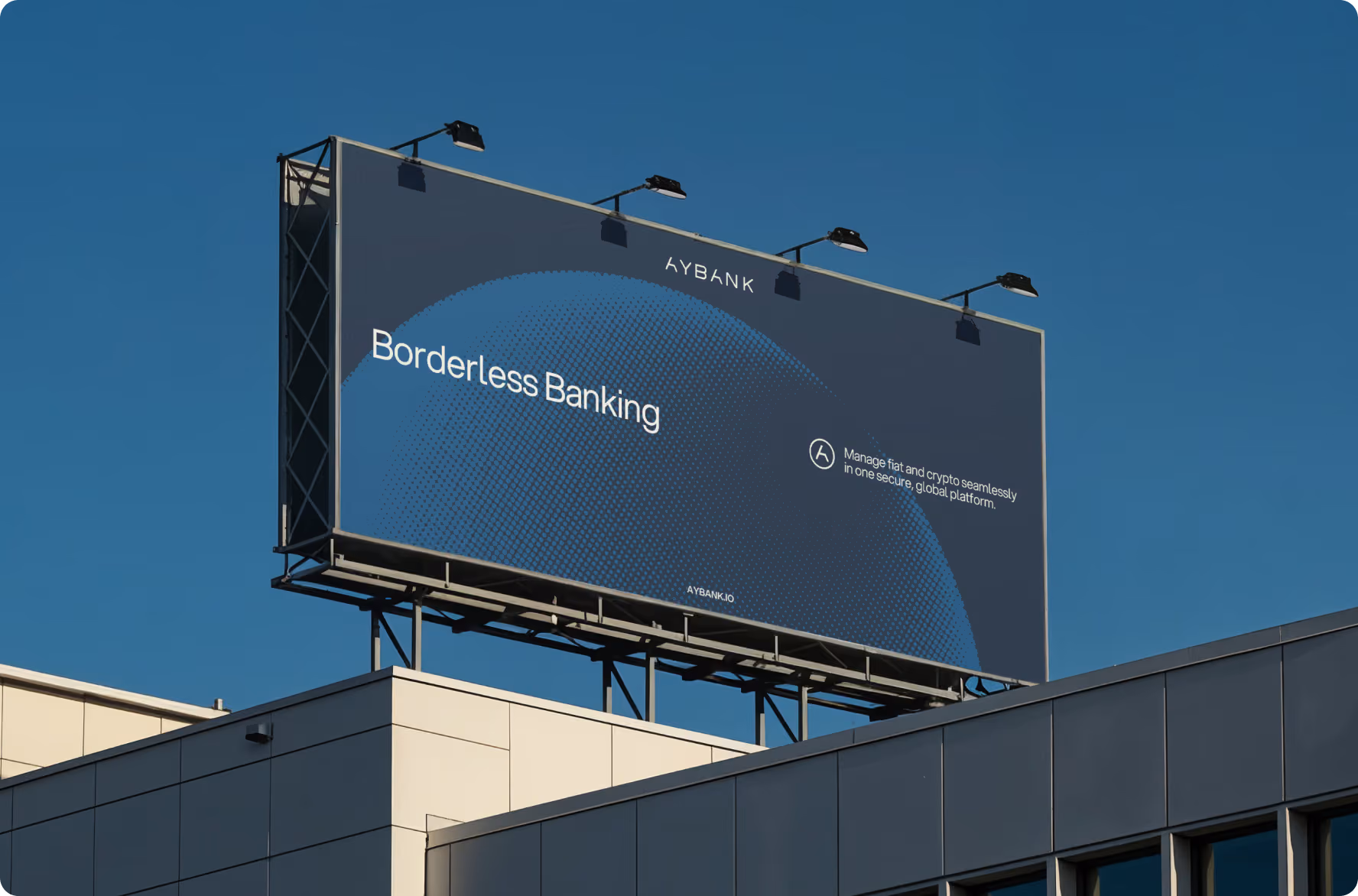 Aybank Borderless Banking billboard from the fintech branding by Halo Lab