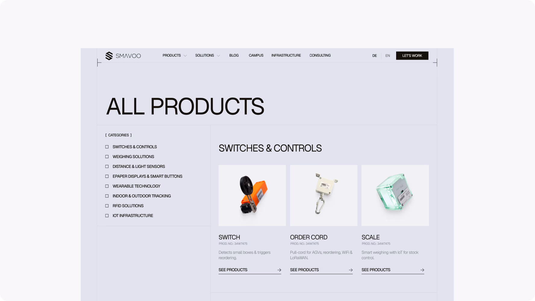 SMAVOO All Products page template built on Webflow CMS