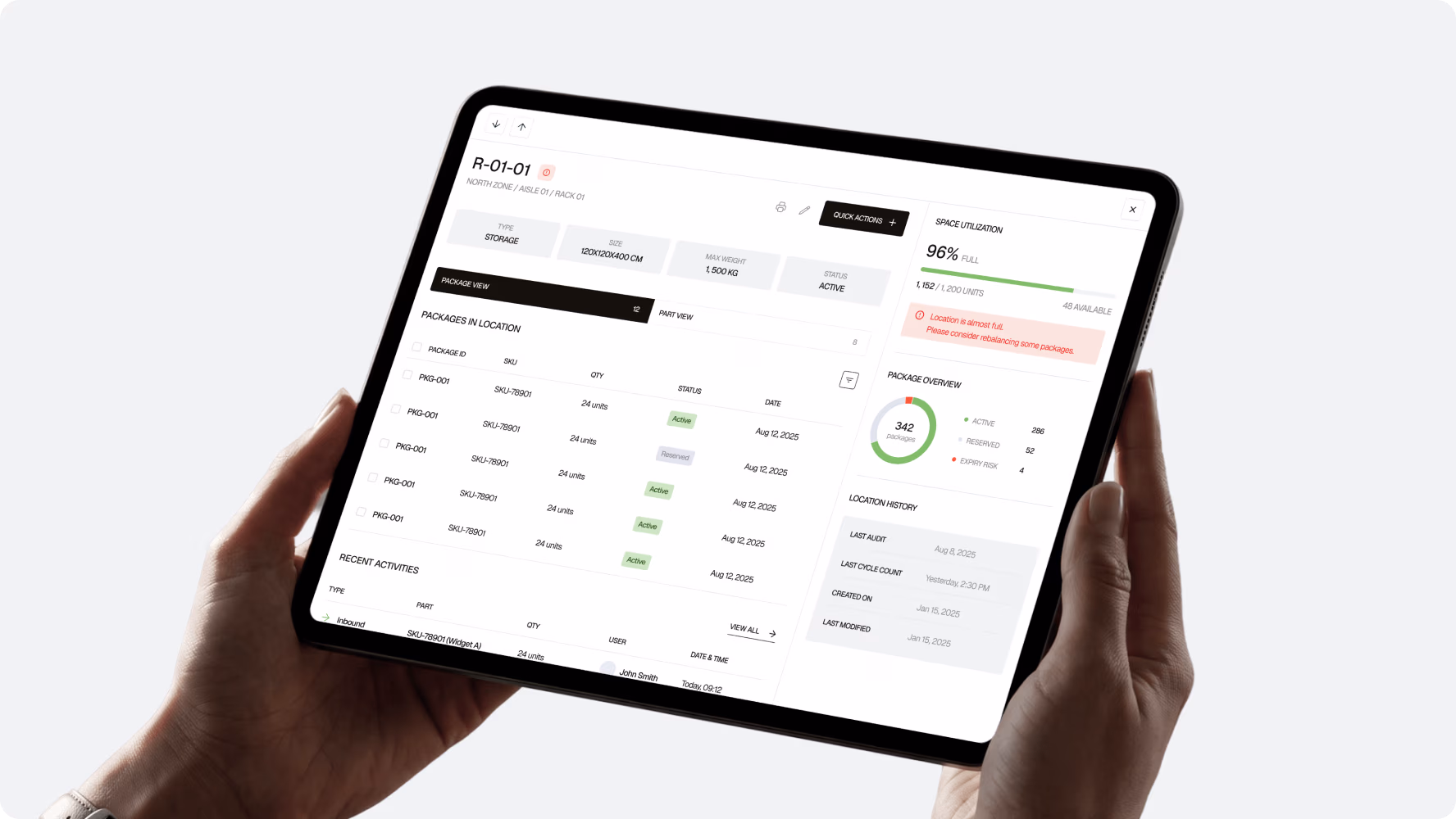 SMAVOO platform storage module concept on a tablet