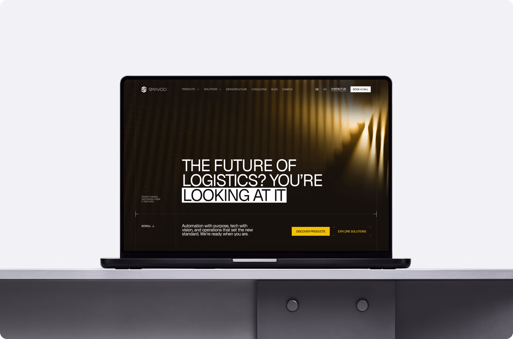 SMAVOO website homepage on a laptop designed by Halo Lab