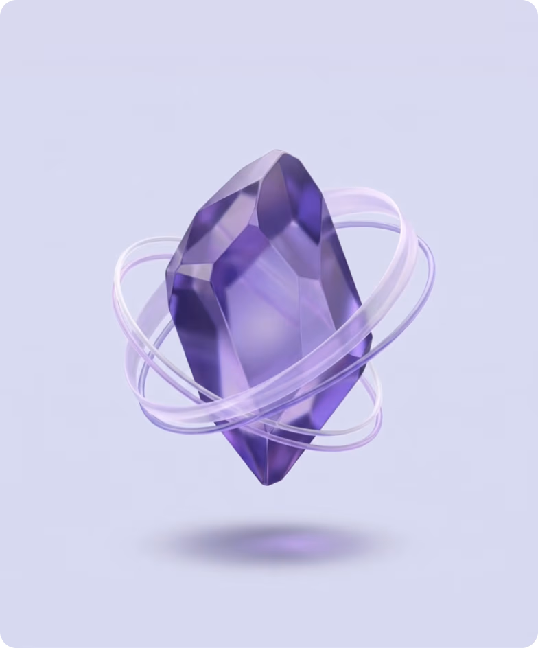 Purple crystal wrapped in rings, a Chainstarters brand visual