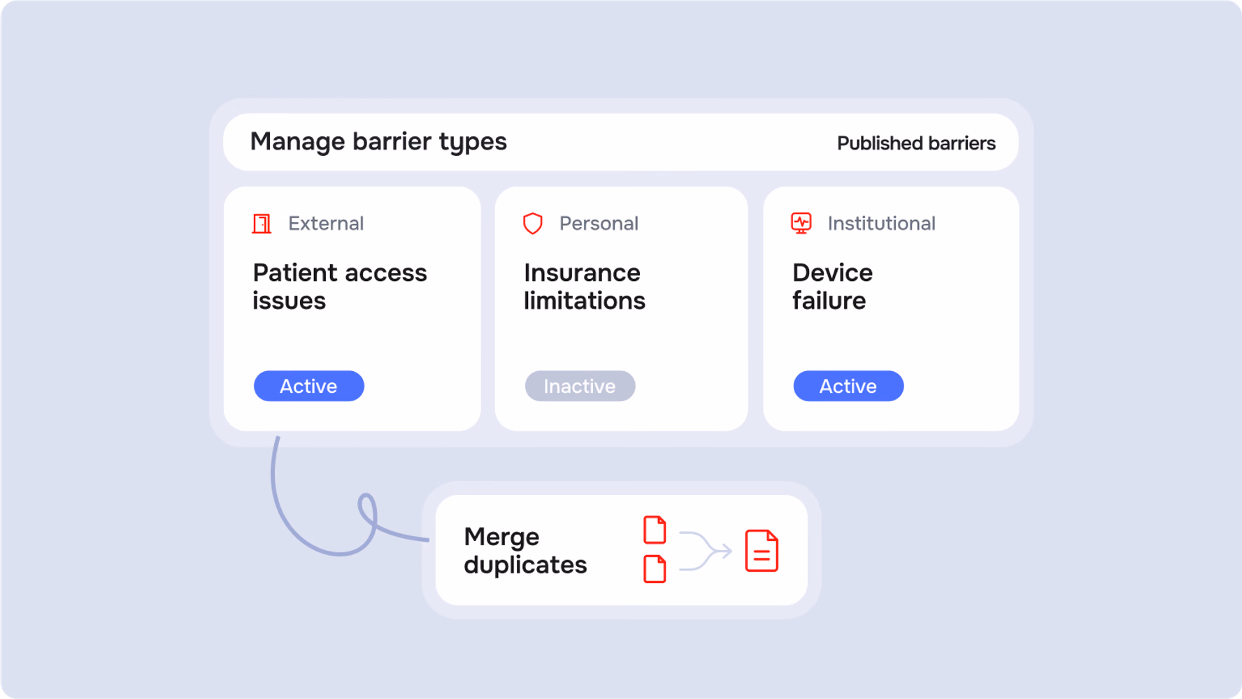 RedPath admin panel for managing barrier types and merging duplicates