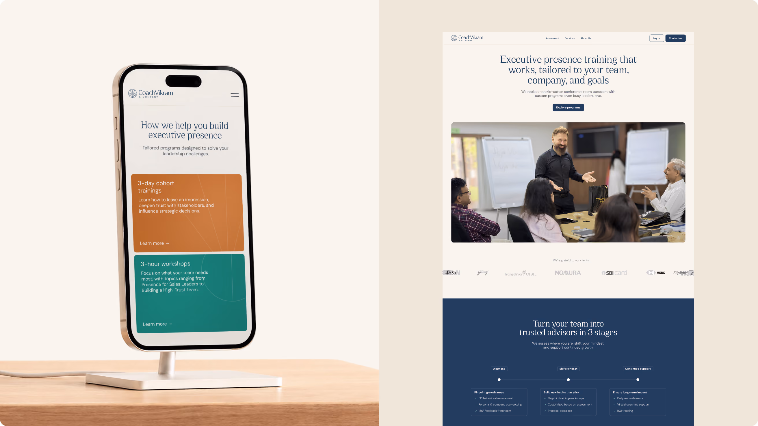 CoachVikram & Company website on desktop and mobile