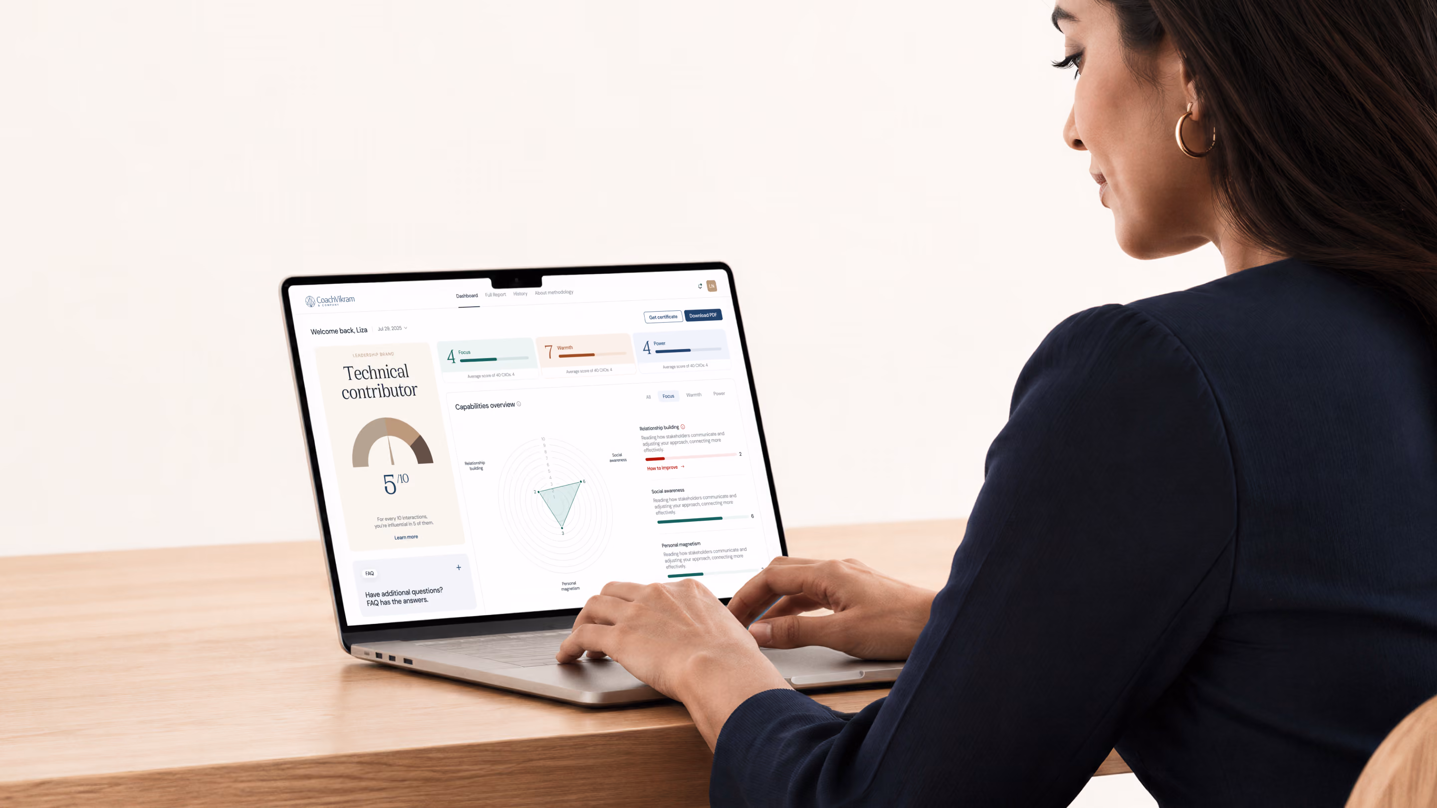 CoachVikram & Company executive presence platform on a laptop
