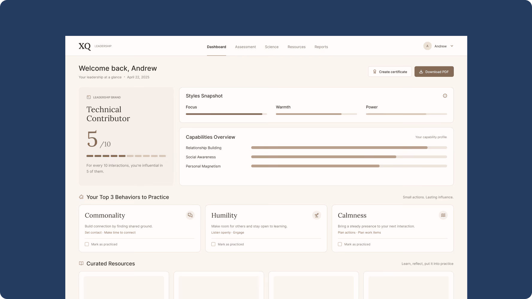 Executive presence platform wireframes and information architecture
