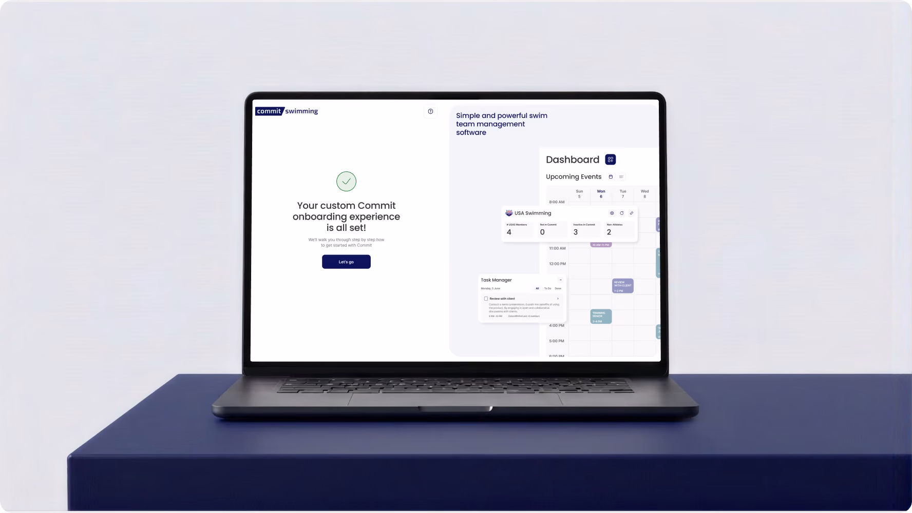Front-end development of the Commit Swimming web app
