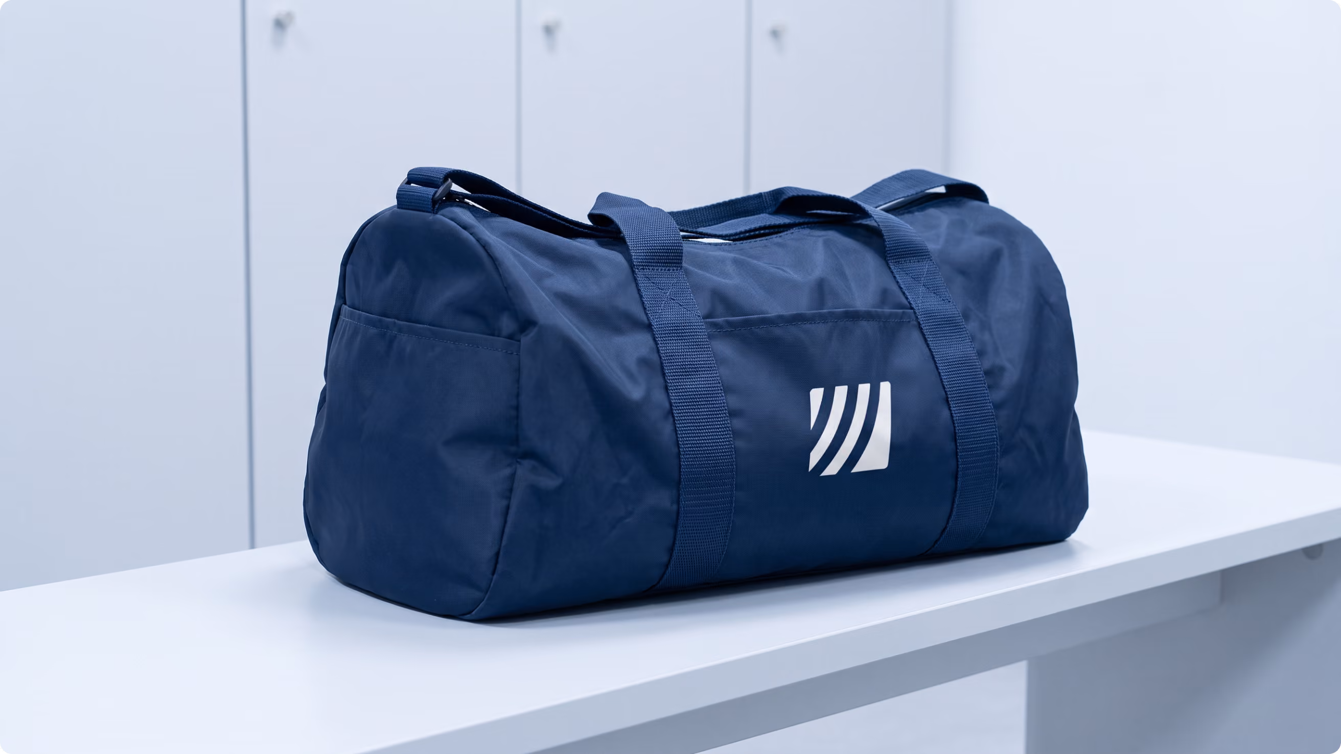 Commit Swimming gym bag on a bench
