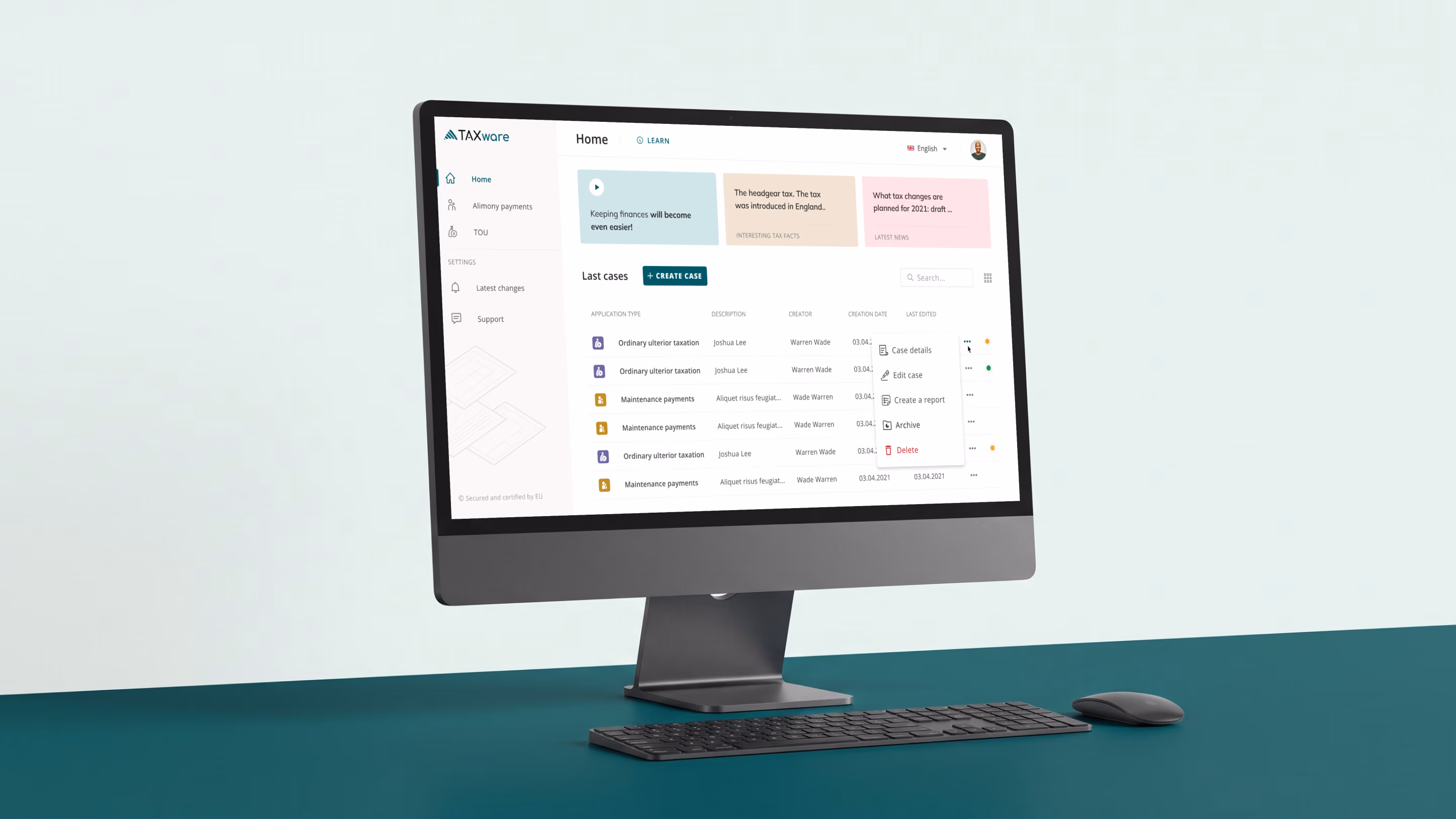 Financial planning and tax platform UX/UI design