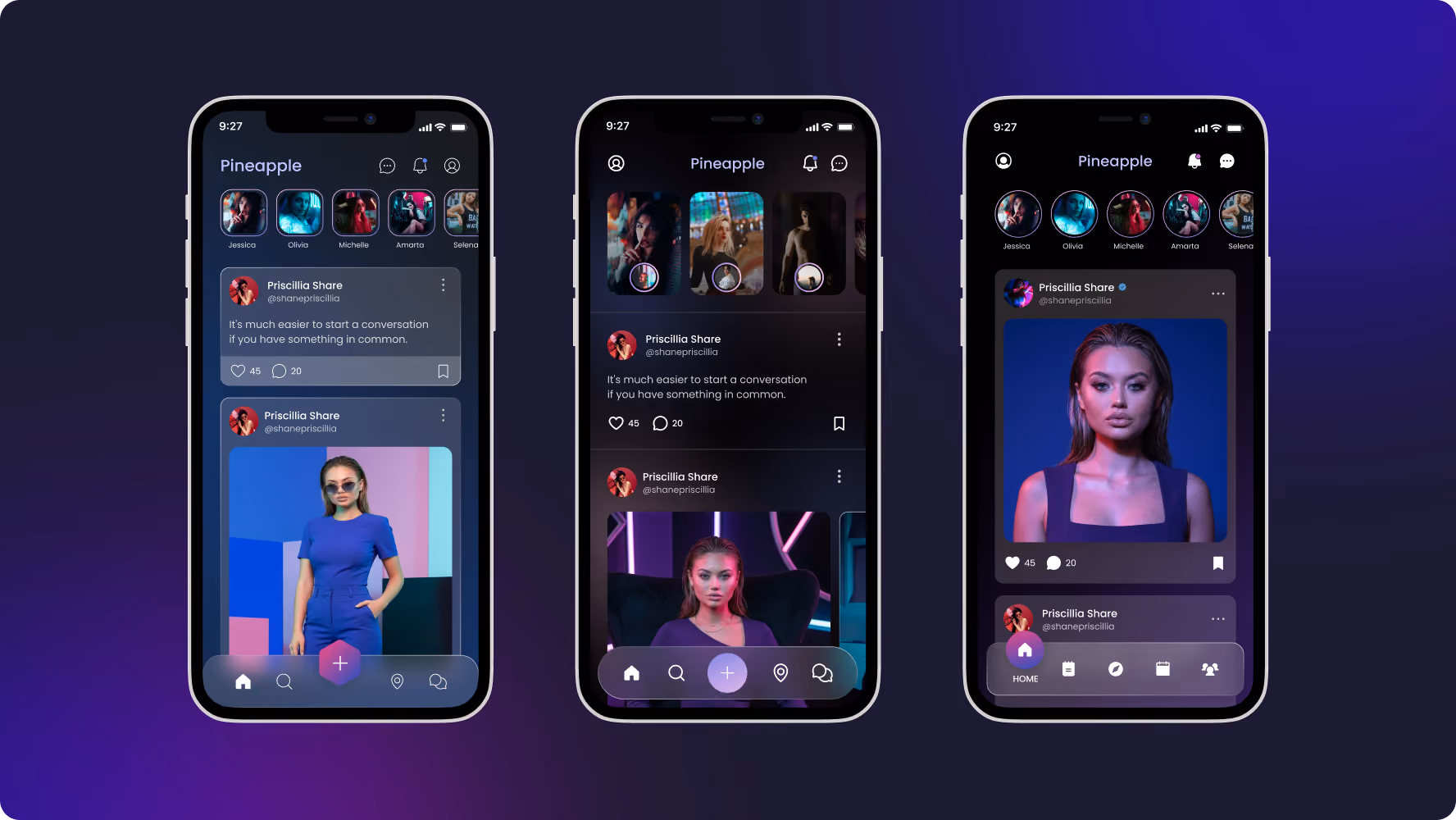 Playful Pineapple dating app UI concepts