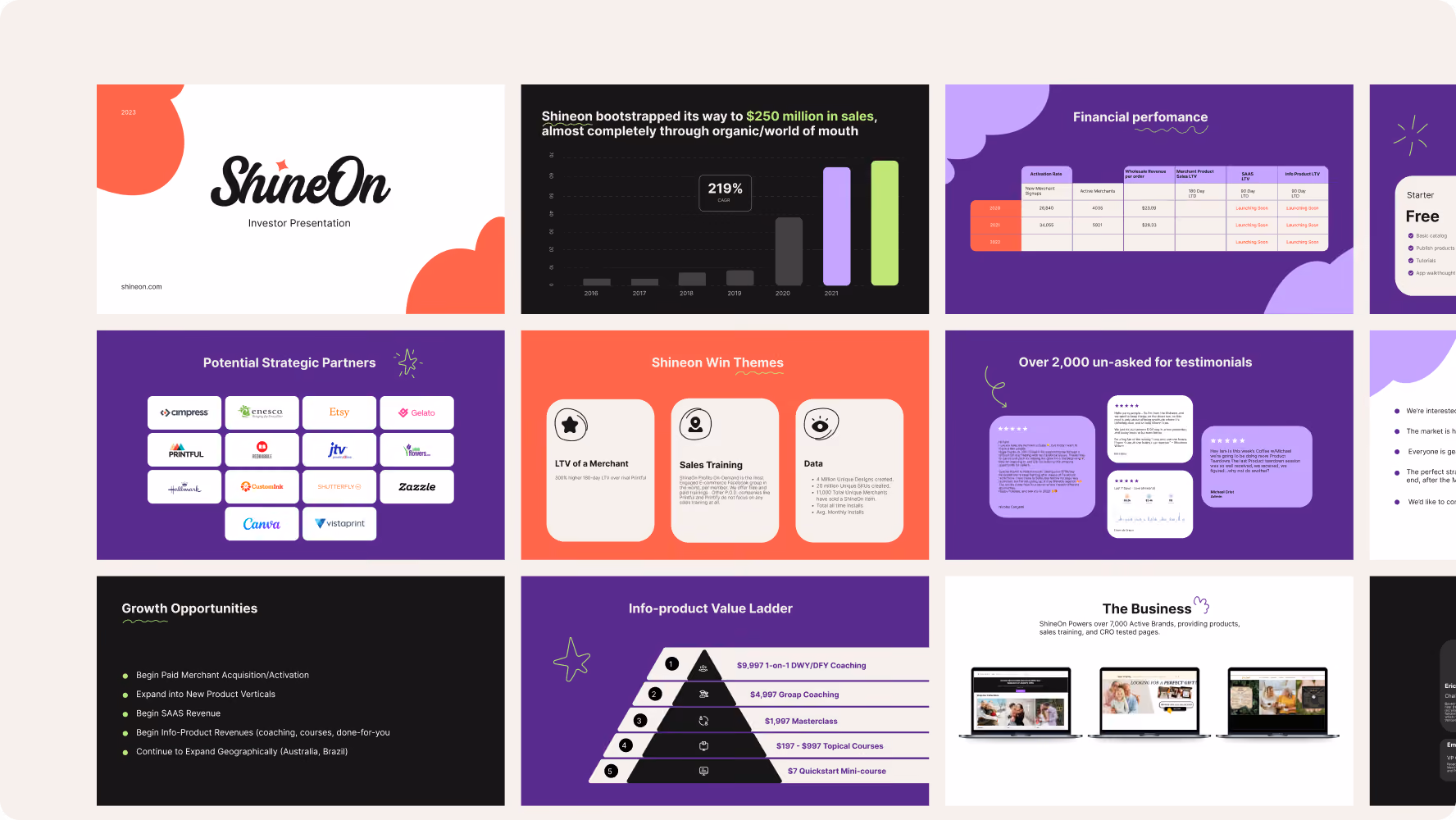 ShineOn branded pitch deck design