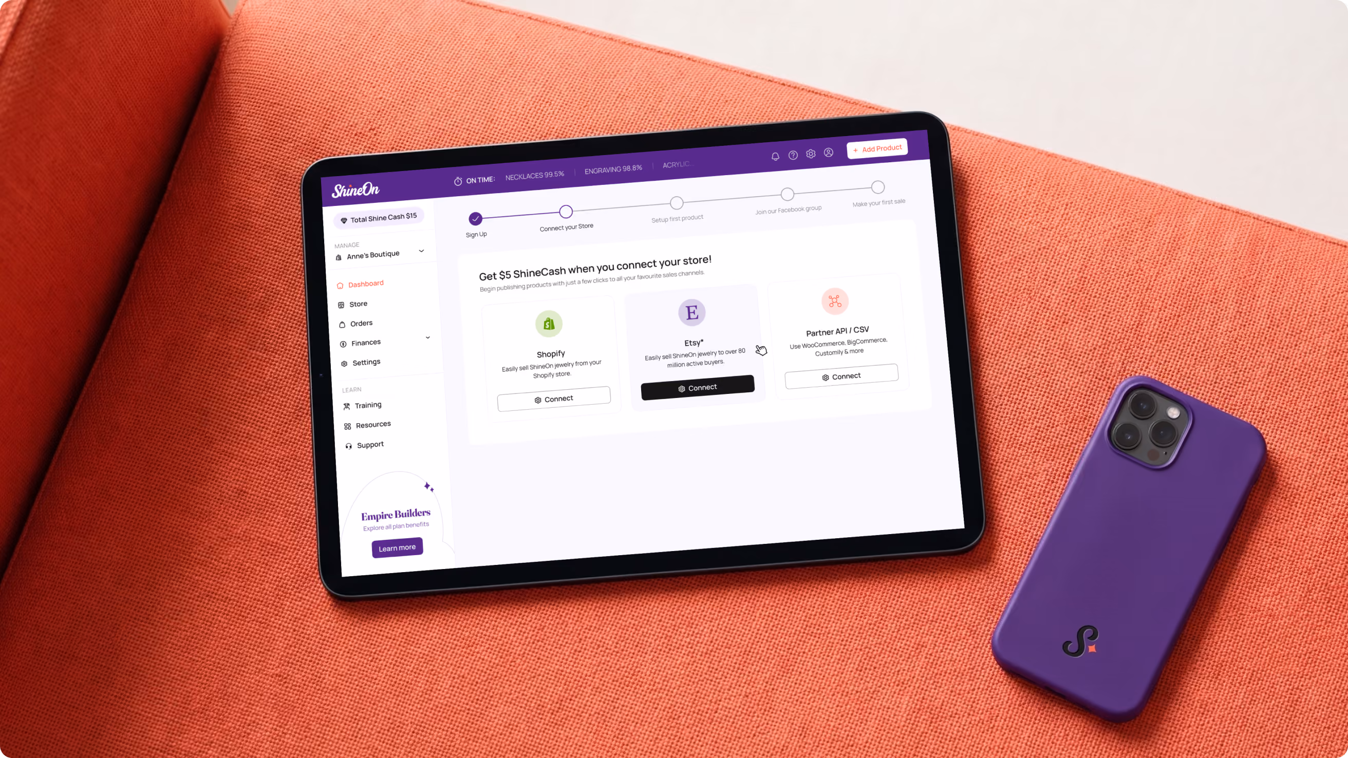 ShineOn merchant app UX/UI design