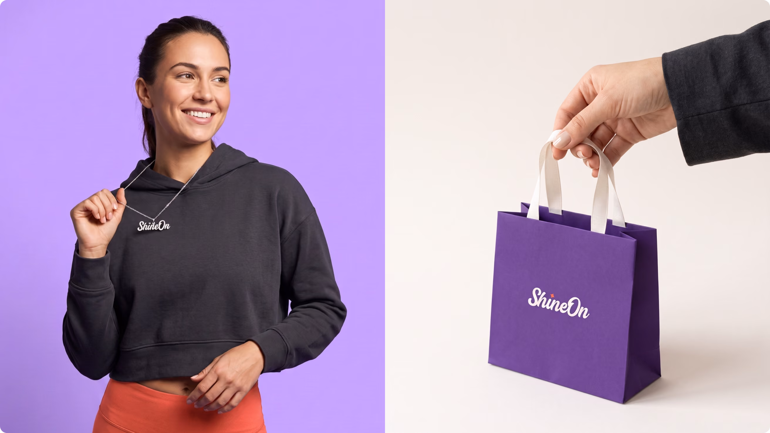 ShineOn visual identity across branded merchandise