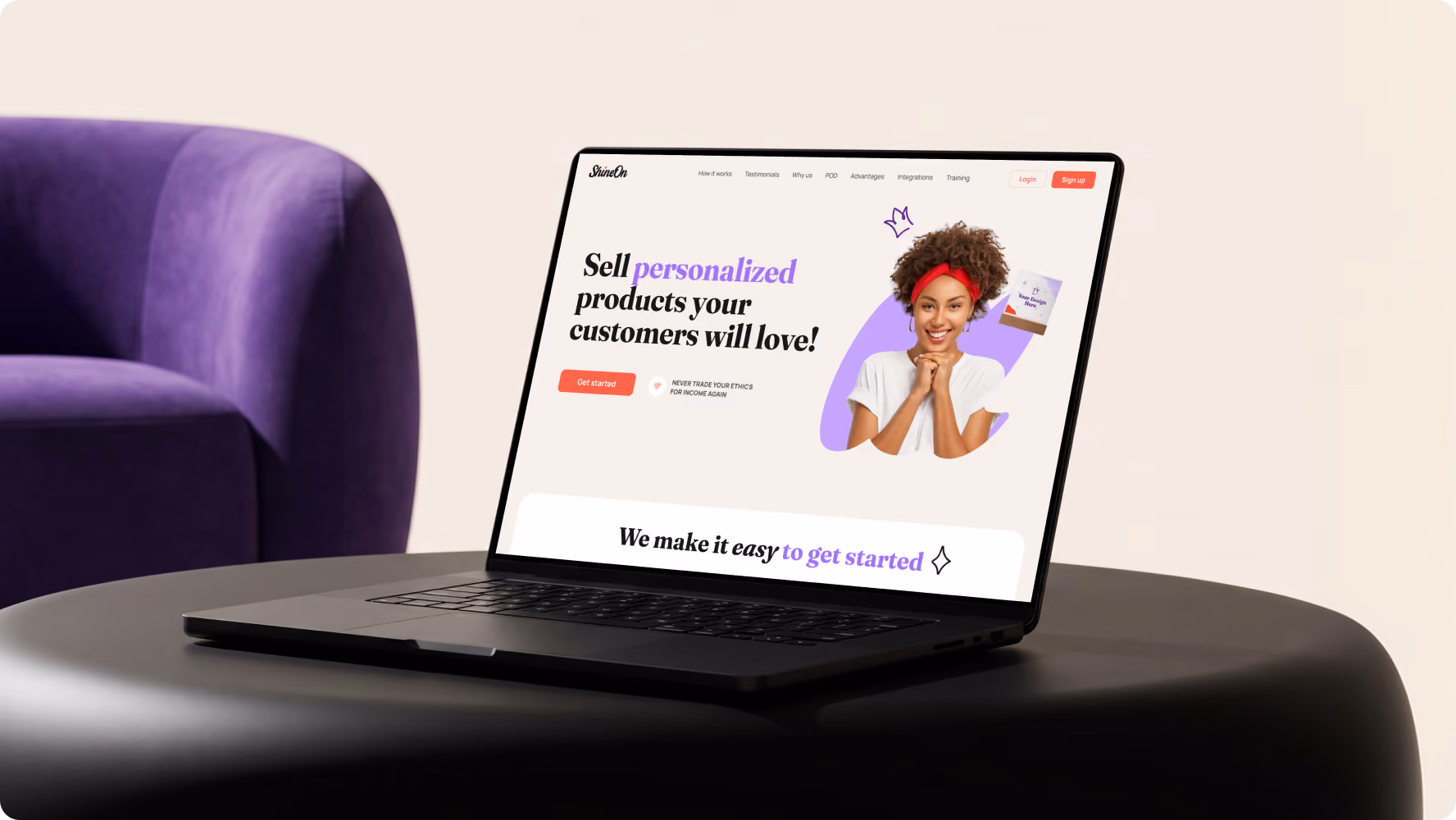 ShineOn landing page website design