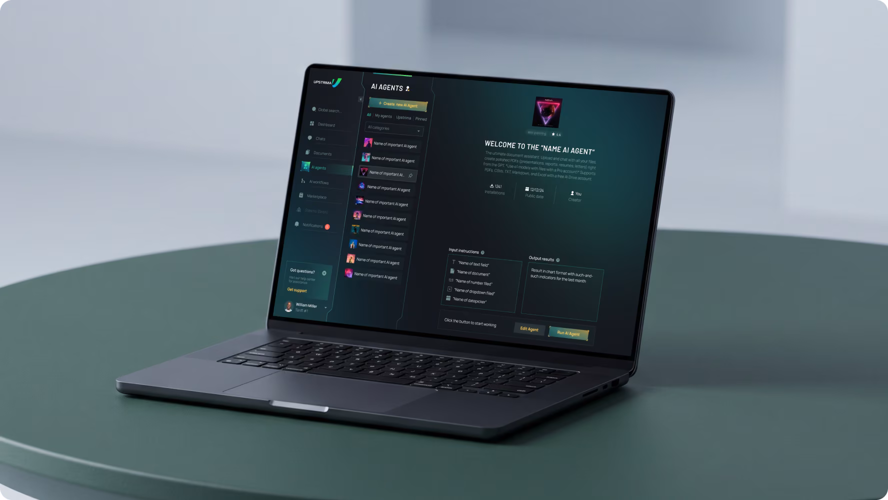 Upstrima AI platform UI design