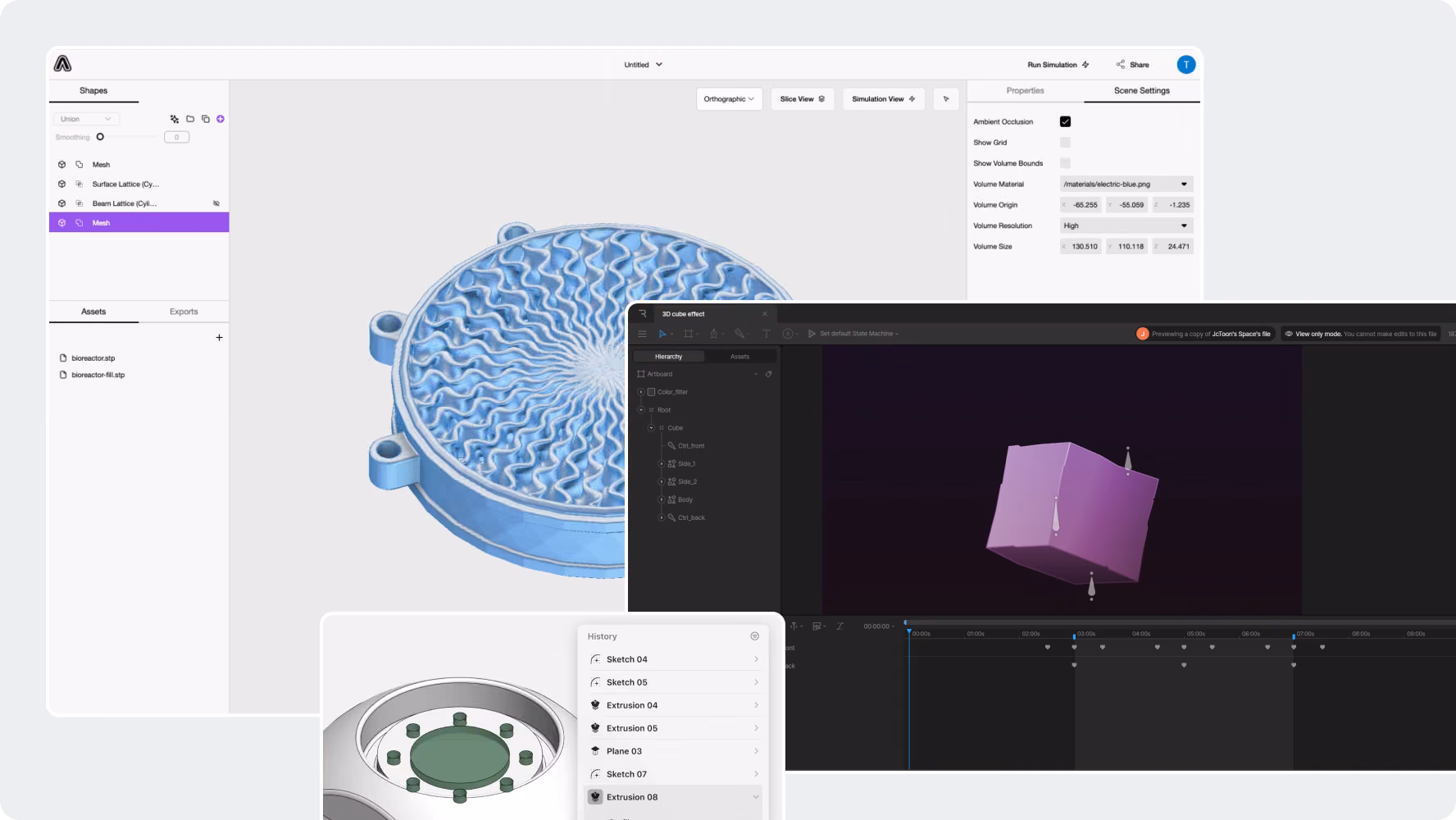Vixiv CAD optimization workspace and 3D design process