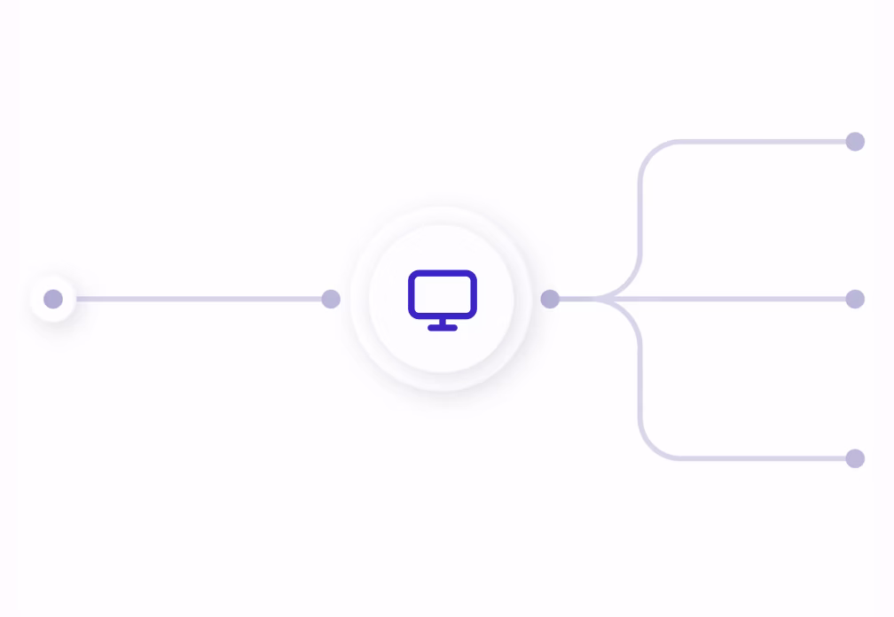 One screen icon branching out to three separate endpoints