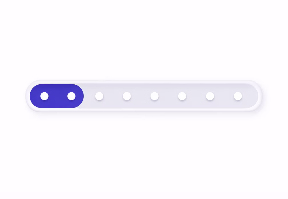 A progress bar with only the first two of nine steps filled
