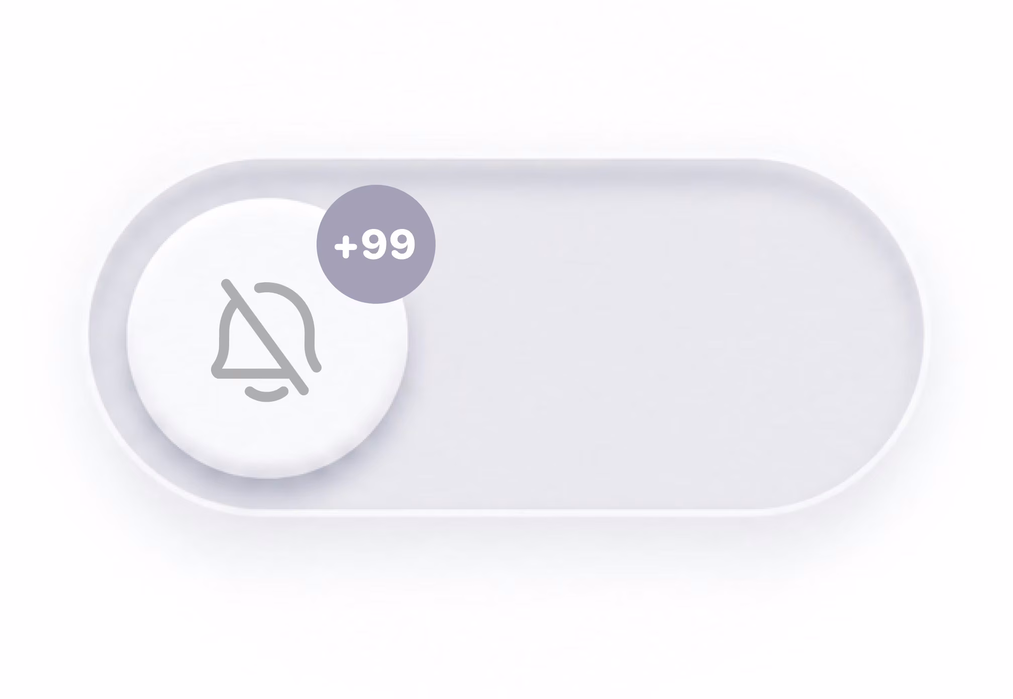 A muted bell with a plus ninety-nine badge sitting on a toggle switch