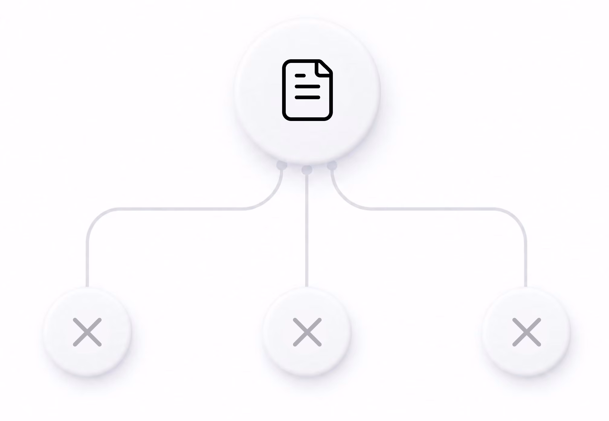 A document branching to three crossed-out endpoints