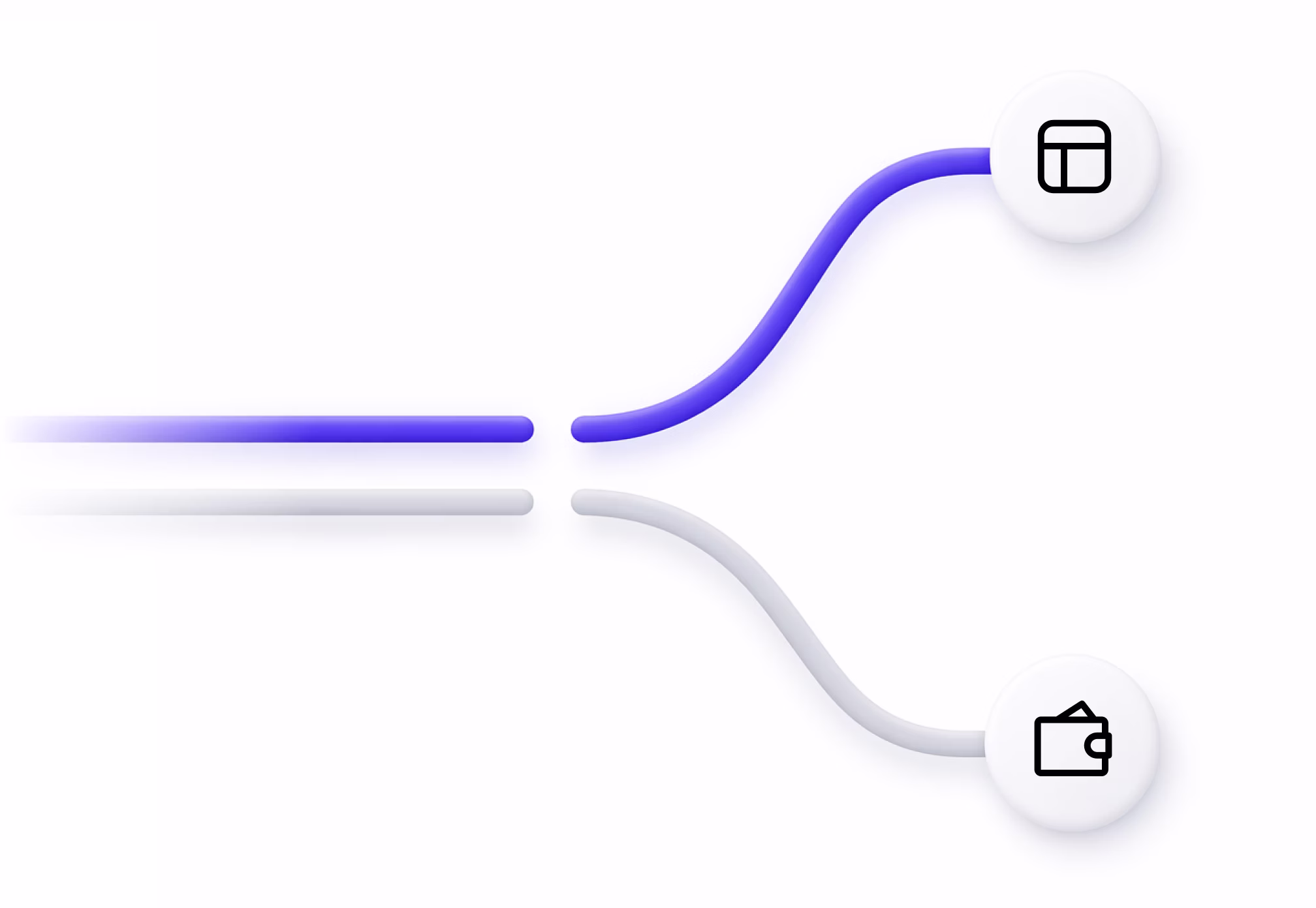 A path splitting away from the app towards an email icon
