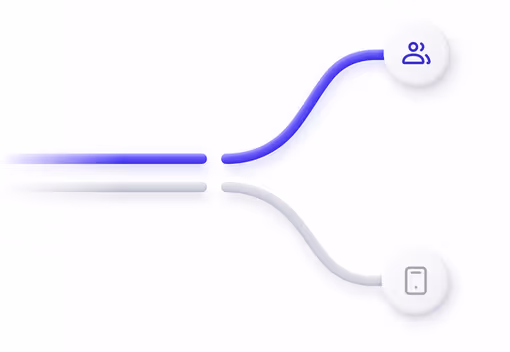 A phone check-in screen beside a shorter queue at a reception desk