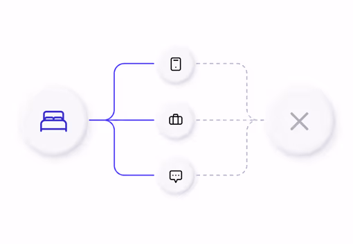 Three disconnected cards for booking, key, and service