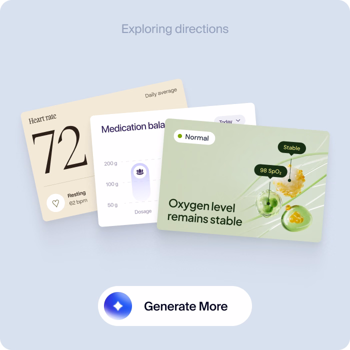 Three design directions with an AI Generate More action