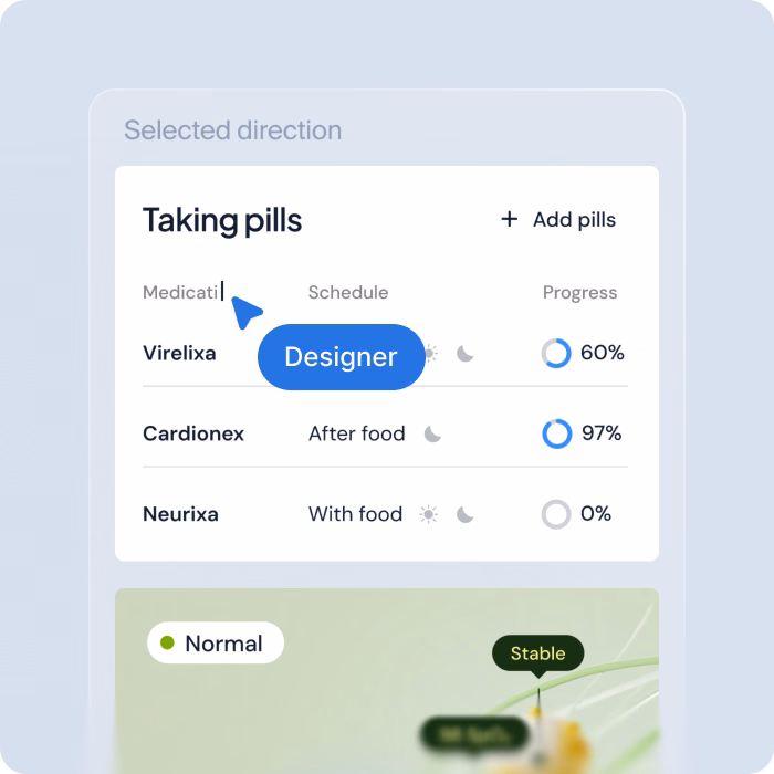 A designer refining the selected product direction