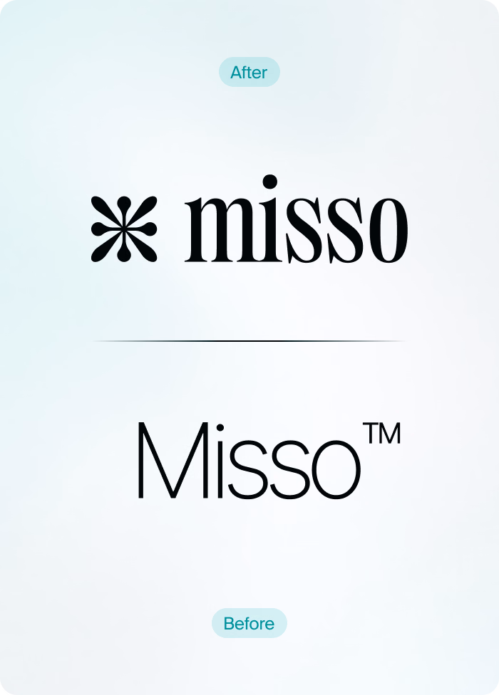Misso brand identity before and after