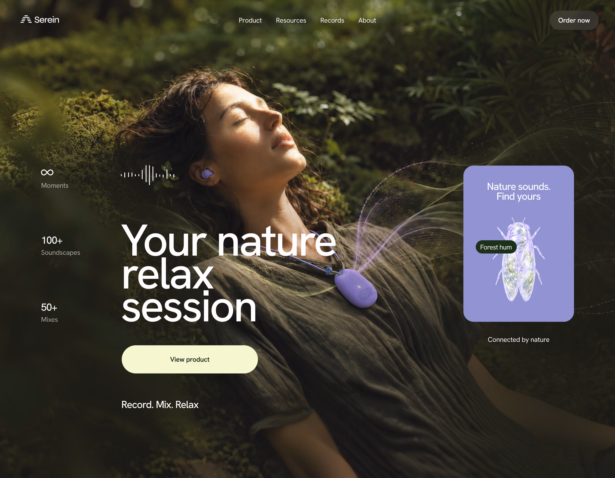 Relaxation sound app website design